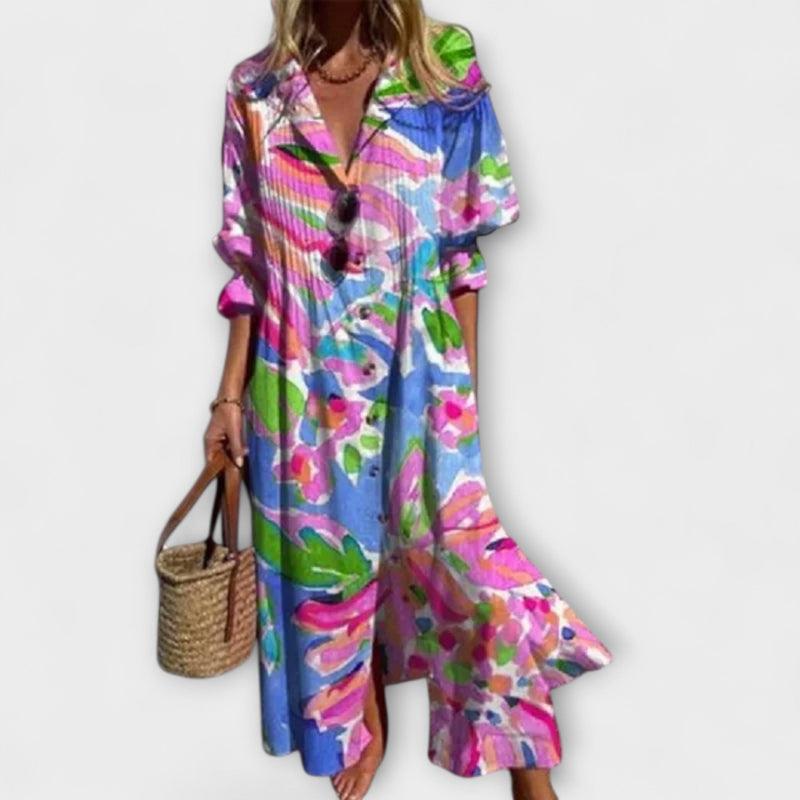 Lila - Vestido maxi favorecedor con cobertura de abdomen
