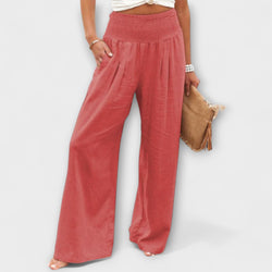 Thearya - Pantalones de lino anchos y casuales