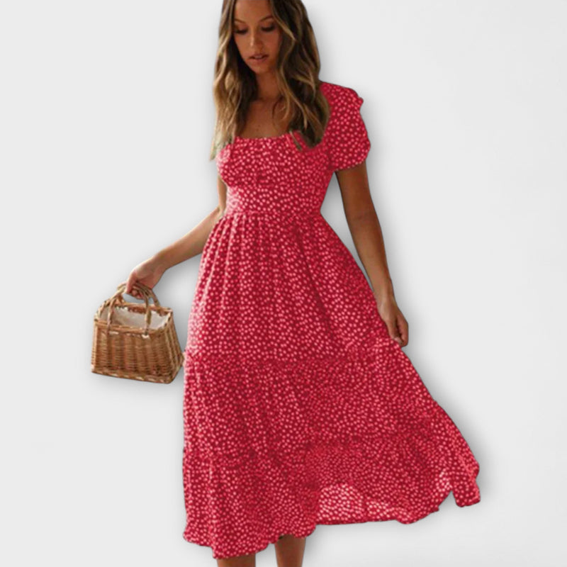 Vestido Maxicóctel Vintage con Manga Abullonada
