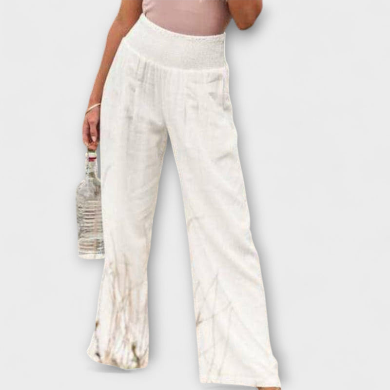 Thearya - Pantalones de lino anchos y casuales