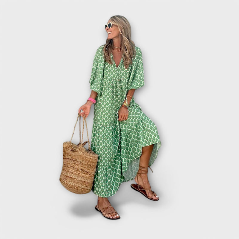 Elegante Vestido Maxí Geométrico