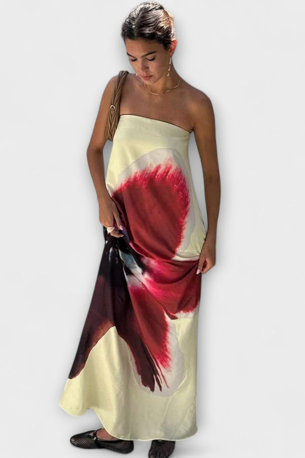 Vestido Maxí Sin Mangas con Hombros Descubiertos