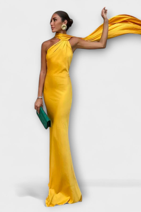 Elegante Maxivestido Halter sin Hombros