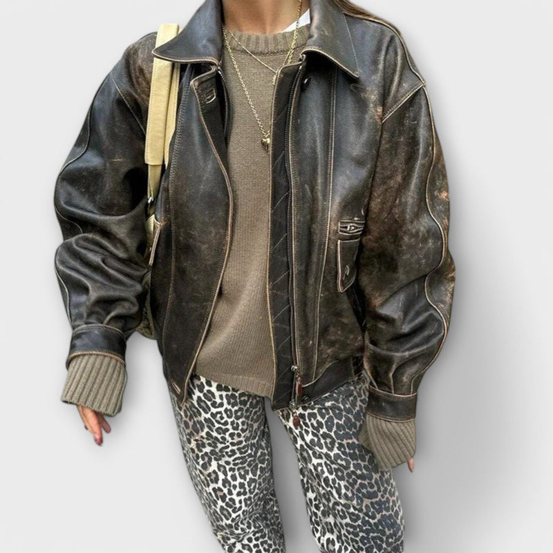 Chandra - Jeans Vintage con Estampado de Leopardo