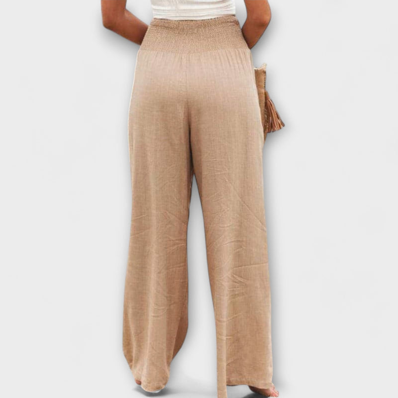 Thearya - Pantalones de lino anchos y casuales