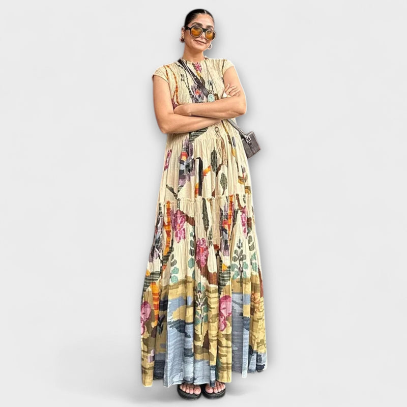 Elegante Vestido Largo con Pliegues