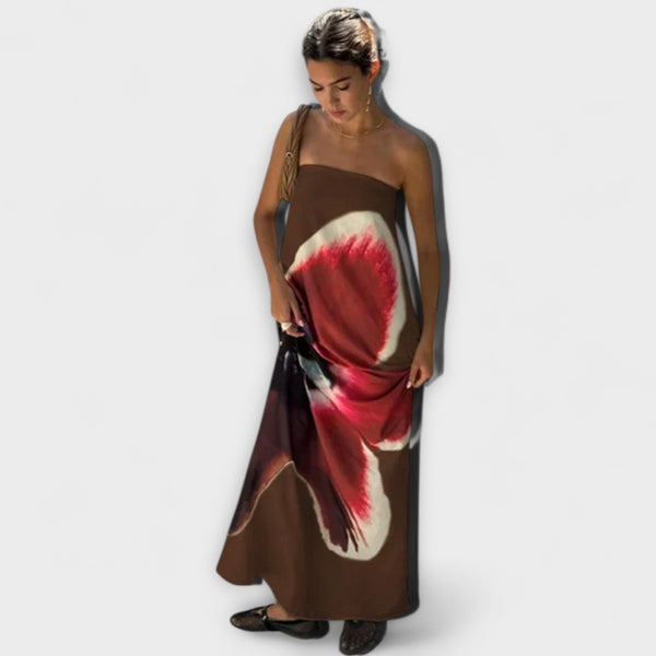 Vestido Maxí Sin Mangas con Hombros Descubiertos