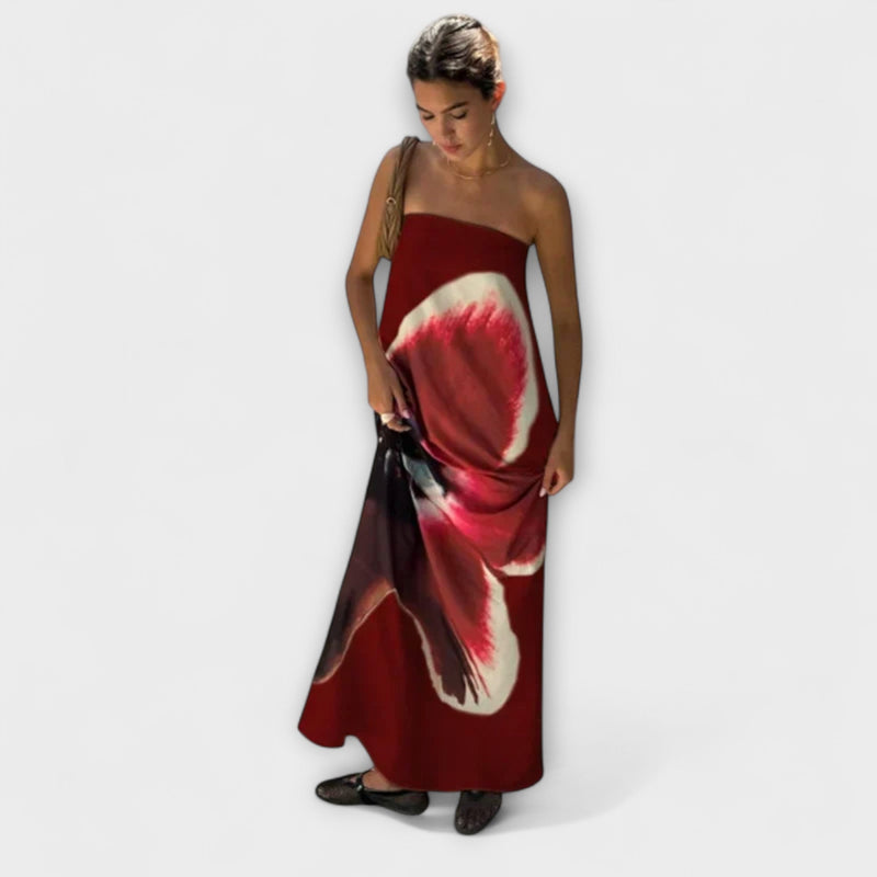 Vestido Maxí Sin Mangas con Hombros Descubiertos