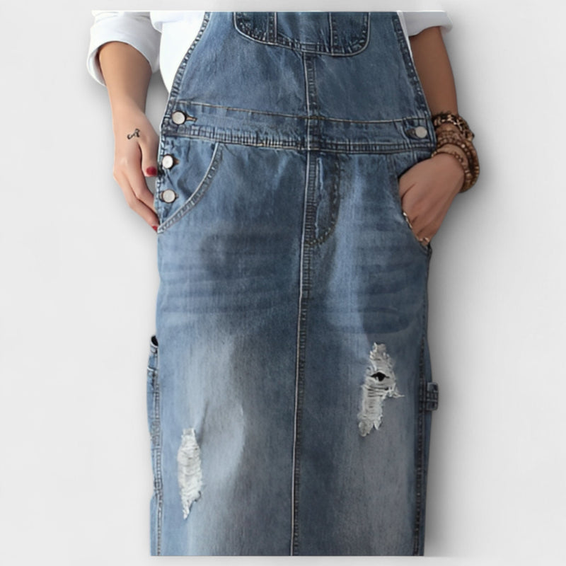 Alexa - Vestido maxi de estilo denim