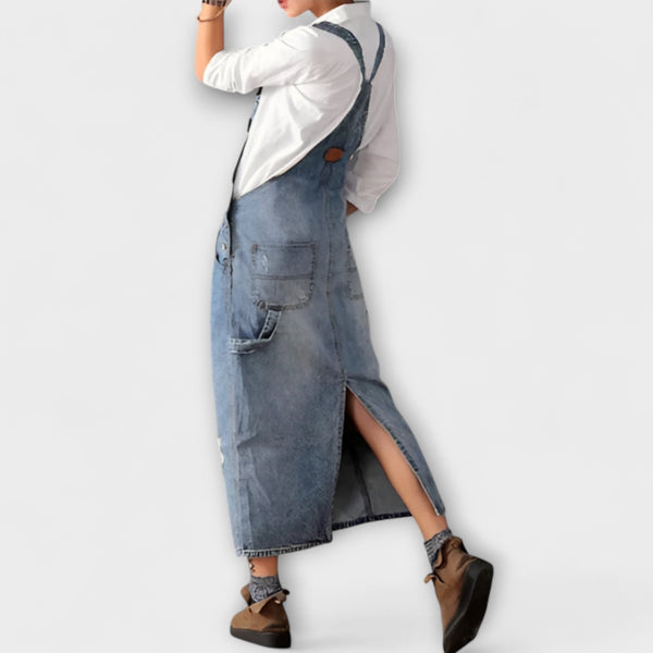 Alexa - Vestido maxi de estilo denim