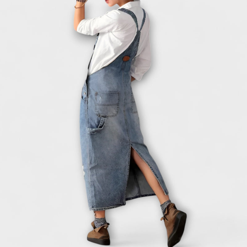 Alexa - Vestido maxi de estilo denim