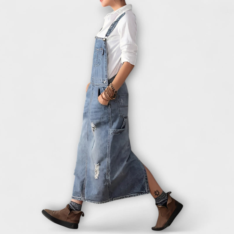 Alexa - Vestido maxi de estilo denim