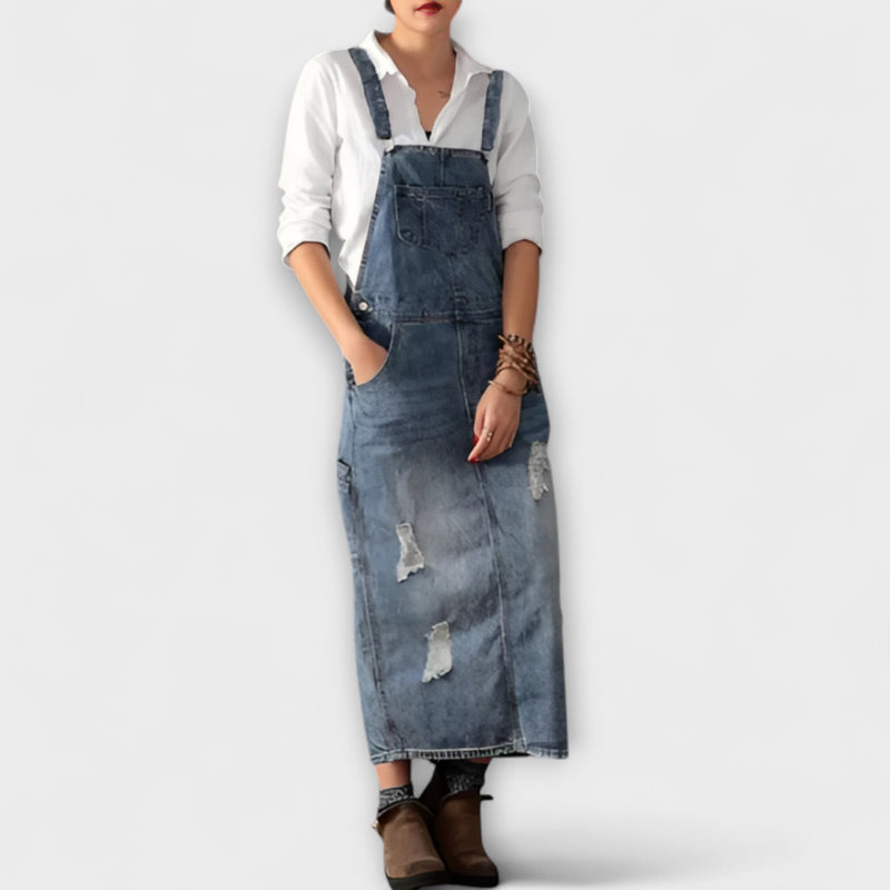 Alexa - Vestido maxi de estilo denim