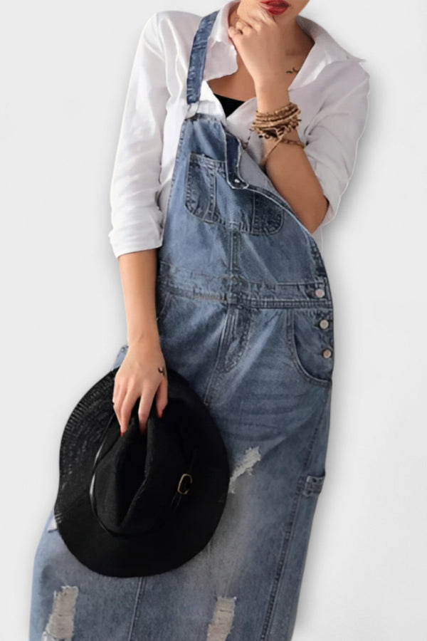 Alexa - Vestido maxi de estilo denim