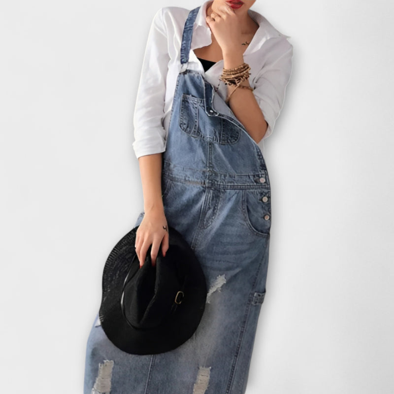 Alexa - Vestido maxi de estilo denim
