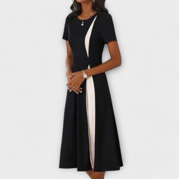 Hanne - Vestido midi en blanco y negro