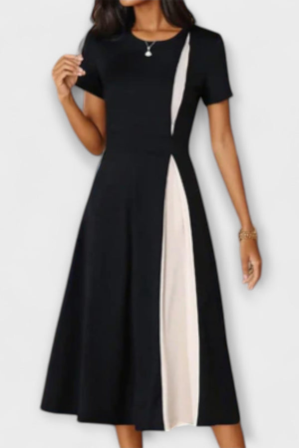 Hanne - Vestido midi en blanco y negro