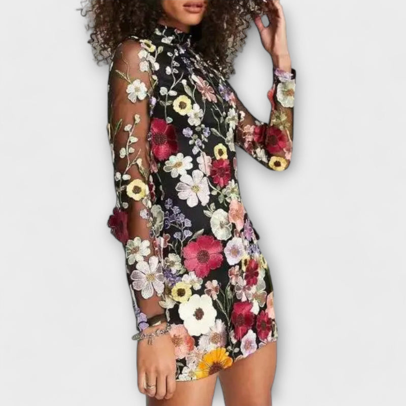 Dolores - Vestido con estampado de flores en 3D