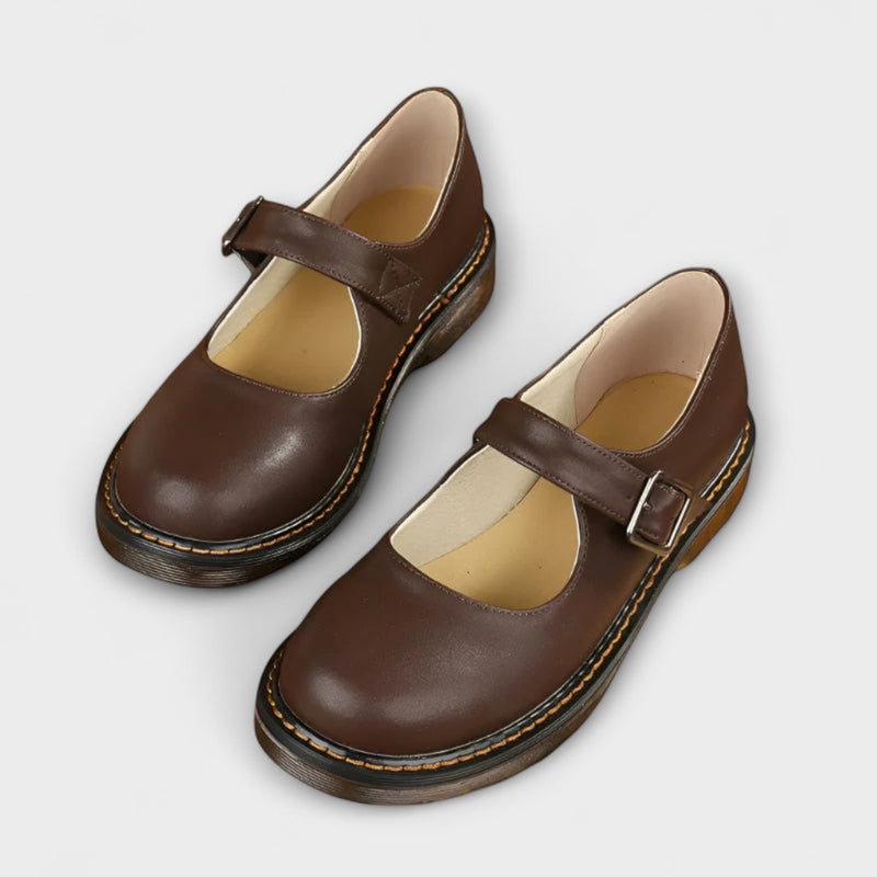 Zapatos Mary Jane Vintage para Damas – Zapatos de Cuero Clásicos con Correa y Suela Cómoda