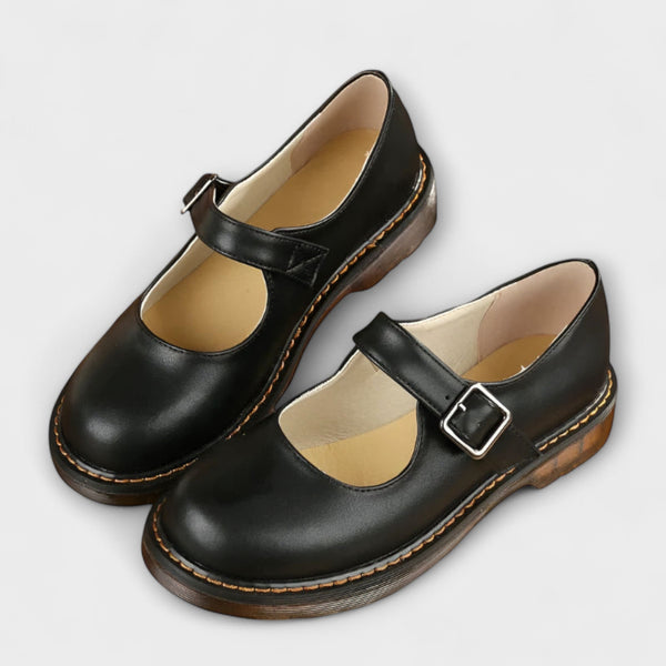 Zapatos Mary Jane Vintage para Damas – Zapatos de Cuero Clásicos con Correa y Suela Cómoda