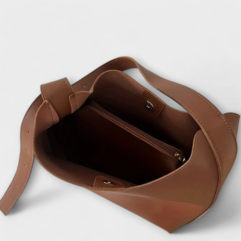 Elegante bolsa de hombro de cuero