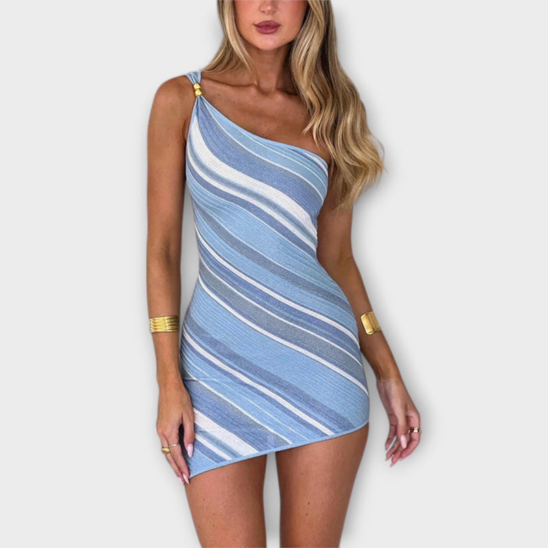 Kira - Mini vestido de punto de una sola manga a la moda