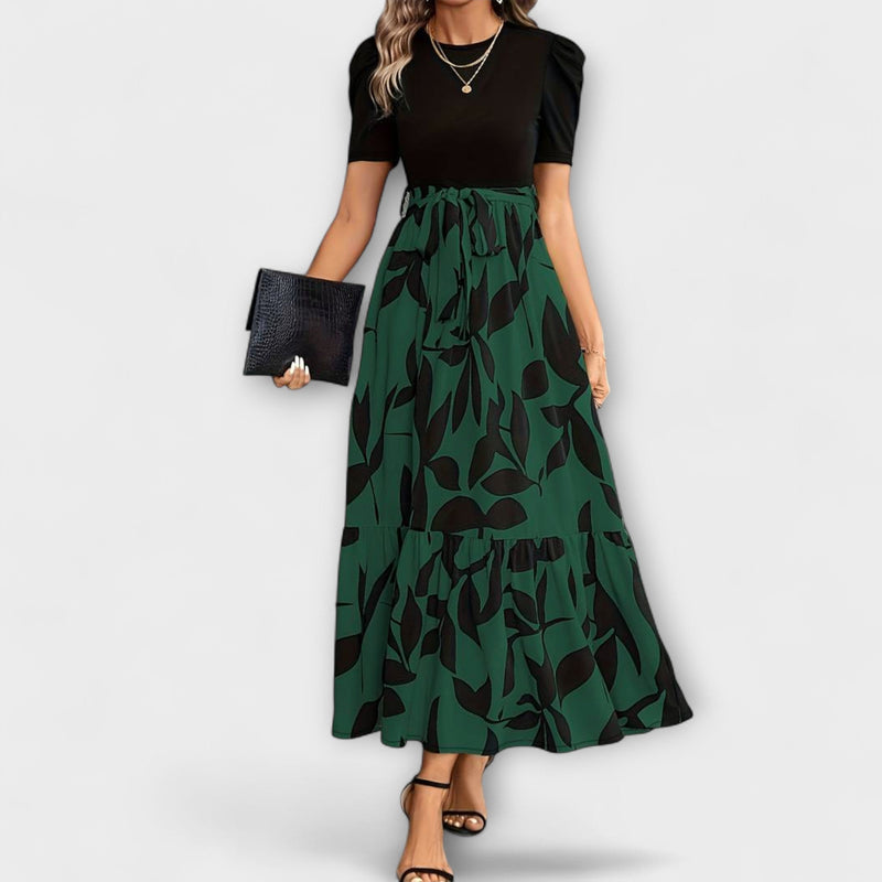 Luna - Vestido de verano con estampado de flores y escote redondo