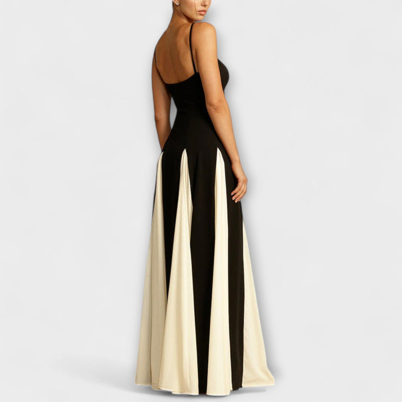 Ember - Elegancia Clásica Vestido Maxi A-Línea con Paneles de Tul
