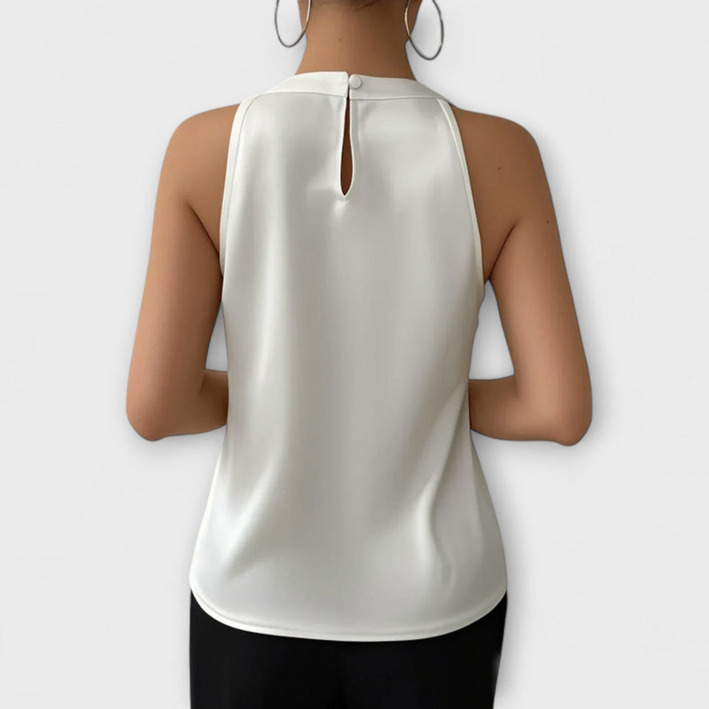Skye - Elegante blusa de satén con diseño off-shoulder