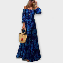 Juniper - Vestido Maxí Off-Shoulder con Fruncido para Vacaciones