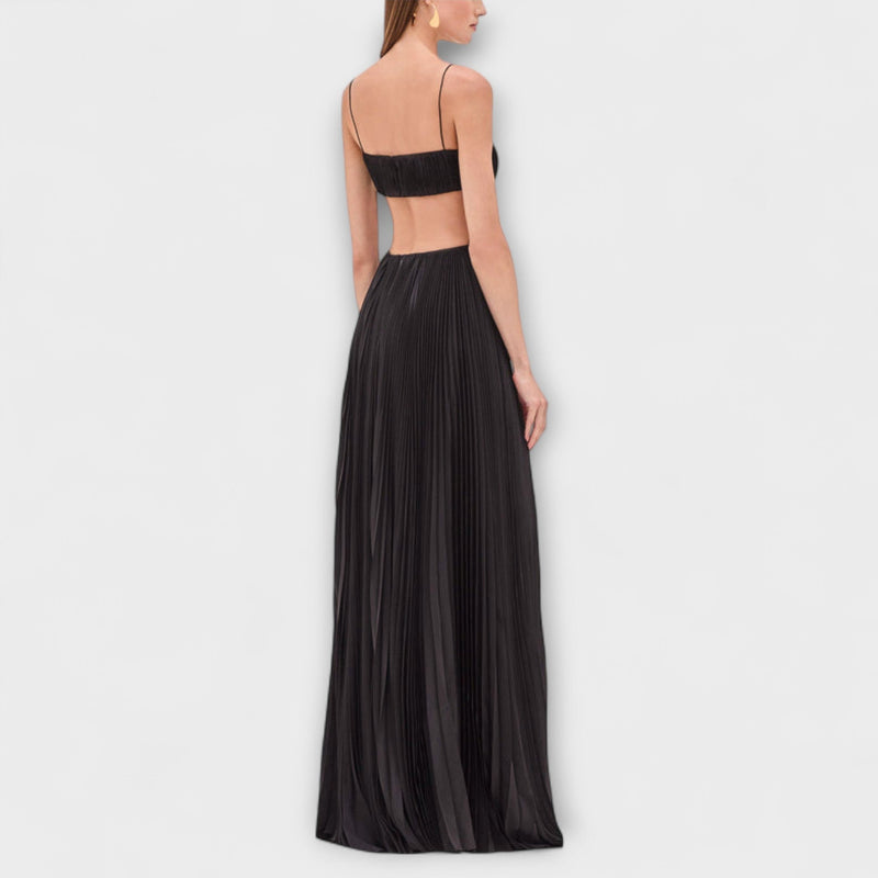 Mireille - Elegante Vestido Maxi Plisado con Cutouts