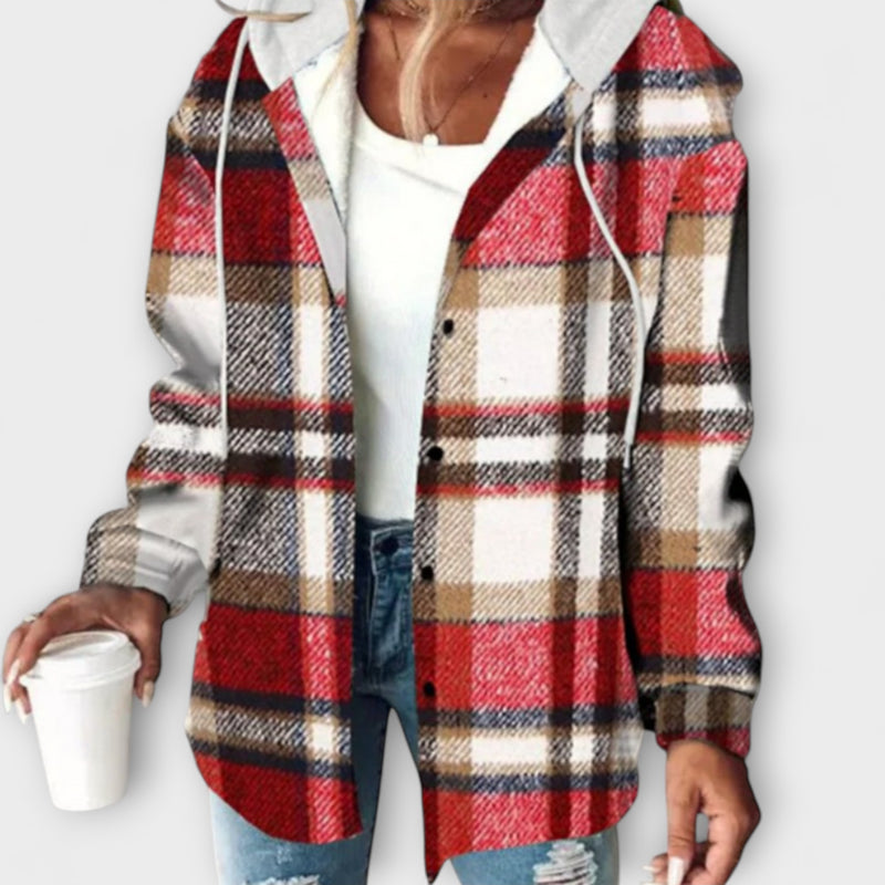 Zelina - Veste à Capuche à Motif Carreaux pour Femmes