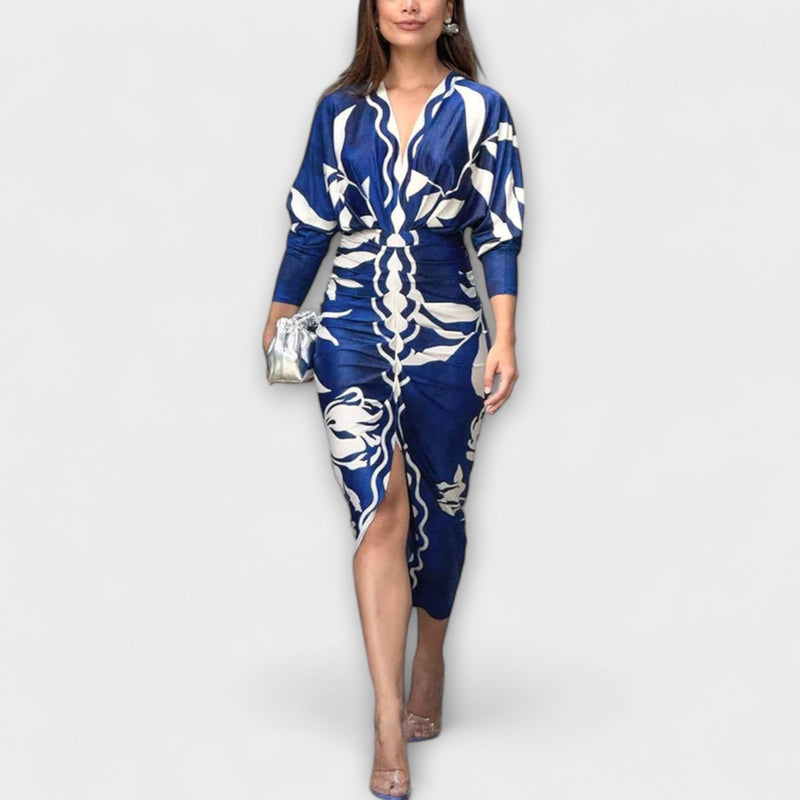 Cleo - Vestido midi dolman único con estampado brasileño