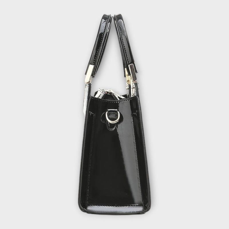 Bolso de mano con estampado de cocodrilo brillante