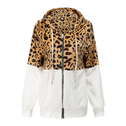 Lea - Sudadera con capucha de felpa con diseño de leopardo