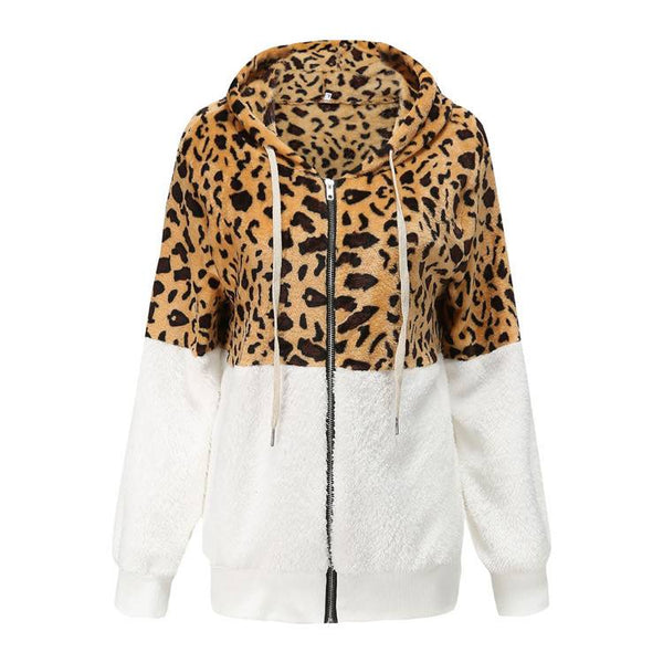 Lea - Sudadera con capucha de felpa con diseño de leopardo
