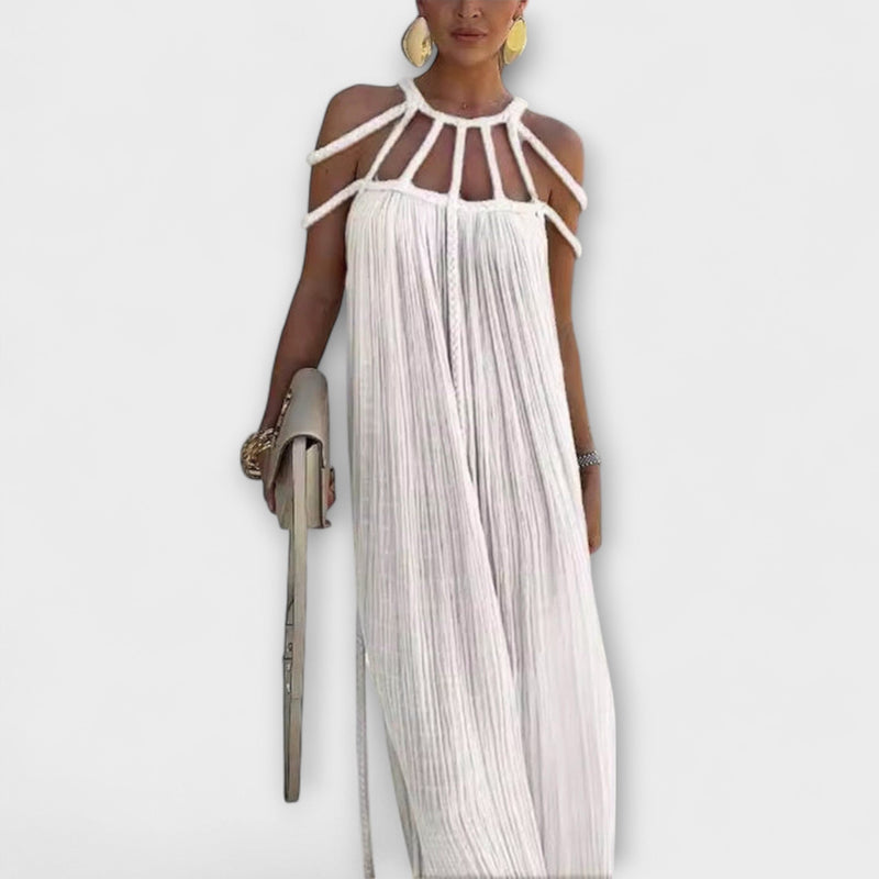 Briar - Chic Maxikleid aus Leinenmischung mit Drapierten Zöpfen