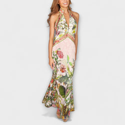 Ayla - Vestido Maxí Sin Mangas con Espalda Abierta de Flores