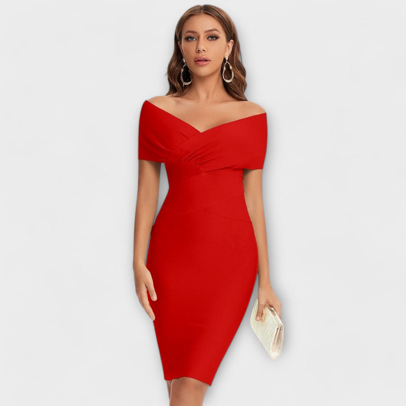 Elegante vestido con escote en V