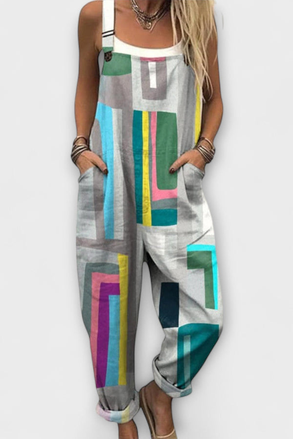 Agnès - Pantalón con tirantes con patrones gráficos