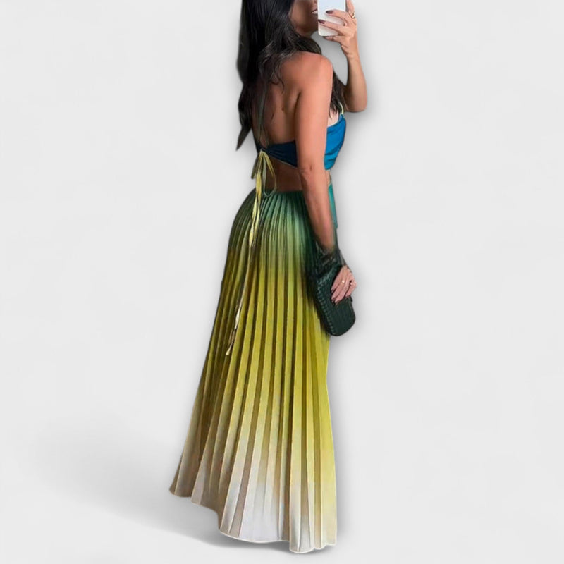 Haven - Elegante vestido maxi con tirantes y degradado