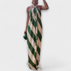 Marlowe - Vestido Maxibañador de Tirantes con Patrón de Rayas