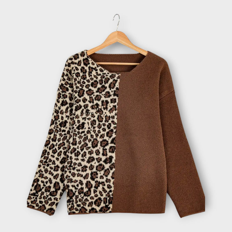 Marina - Suéter casual con diseño de leopardo