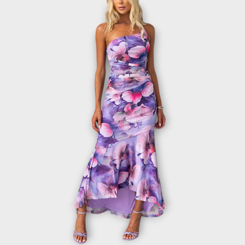 Pia - Maxivestido con fruncido lateral