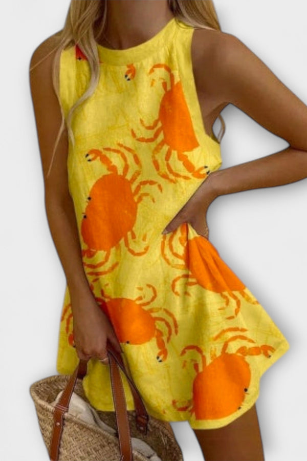 Orvienne – Vestido Mini con Estampado de Cangrejos