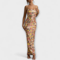 Oakley - Maxi vestido con lentejuelas florales al estilo de los 80