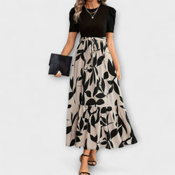 Luna - Vestido de verano con estampado de flores y escote redondo