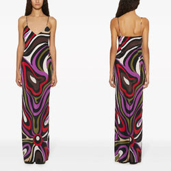Daphne - Vestido Maxi en Estampado de Mármol