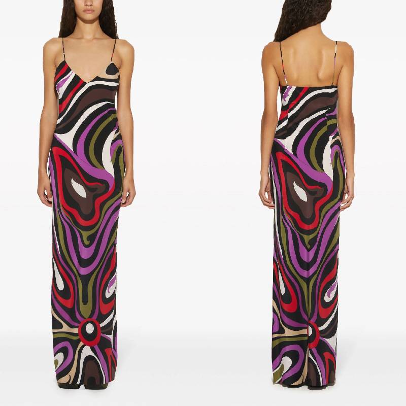 Daphne - Vestido Maxi en Estampado de Mármol
