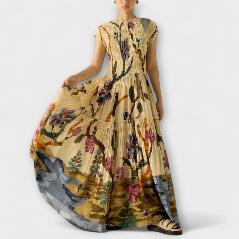 Amara - Vestido plisado con estampado animal